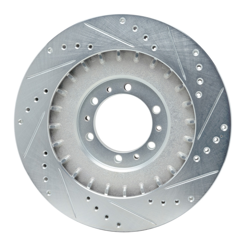 Mitsubishi Montero Brake Rotor (1) - Front Left - R1 Concepts - Drilled & Slotted - Silver - `98-`04